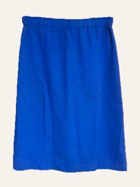 Blue Vintage Pencil Skirt w/ Elastic Waist & Back slit S-M